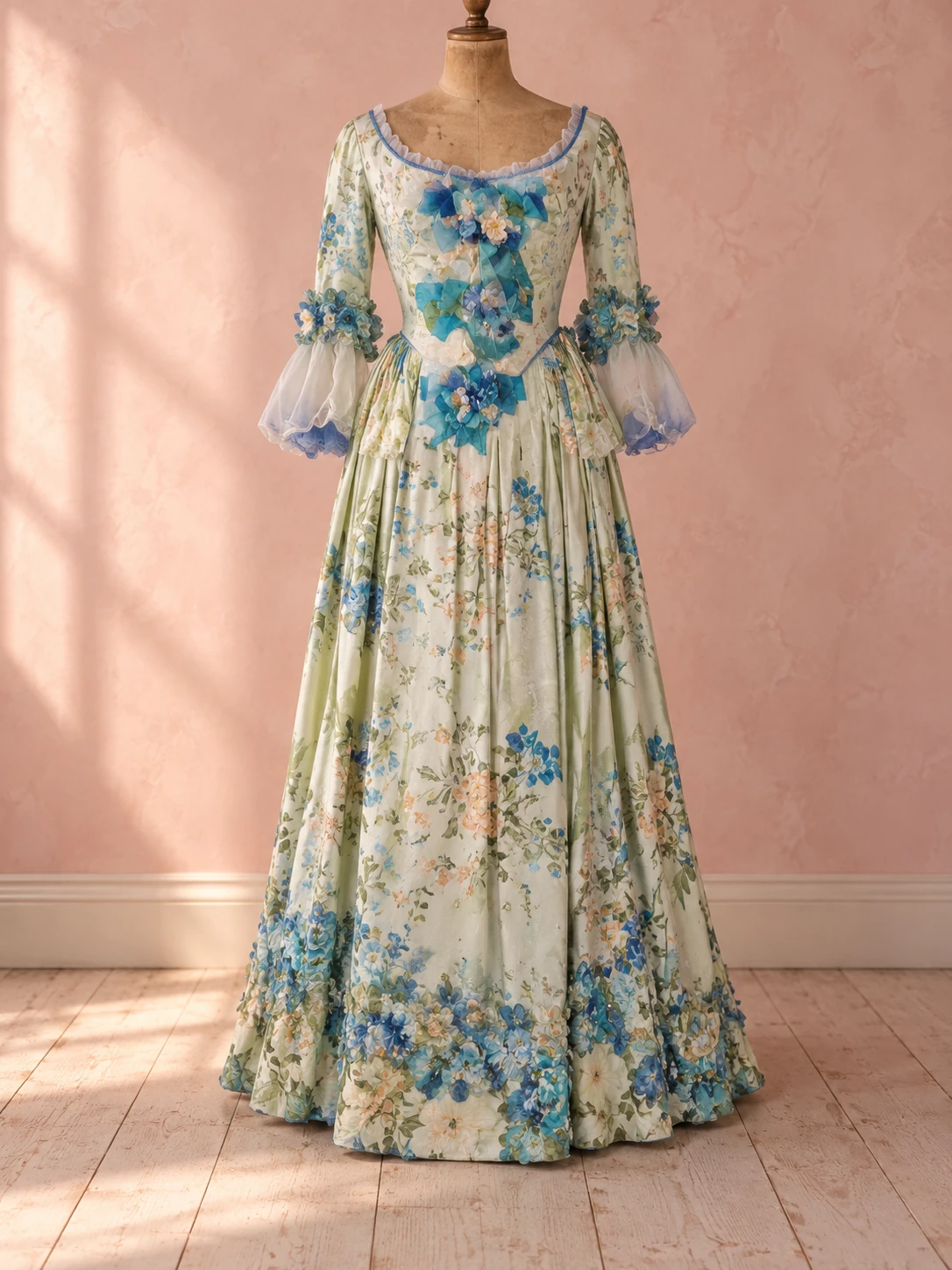 Costume fleuri aux ornements bleus, archives de Céline